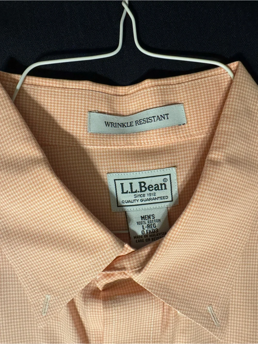 L.L. Bean Men's Peach Long-Sleeve Button-Down Shirt